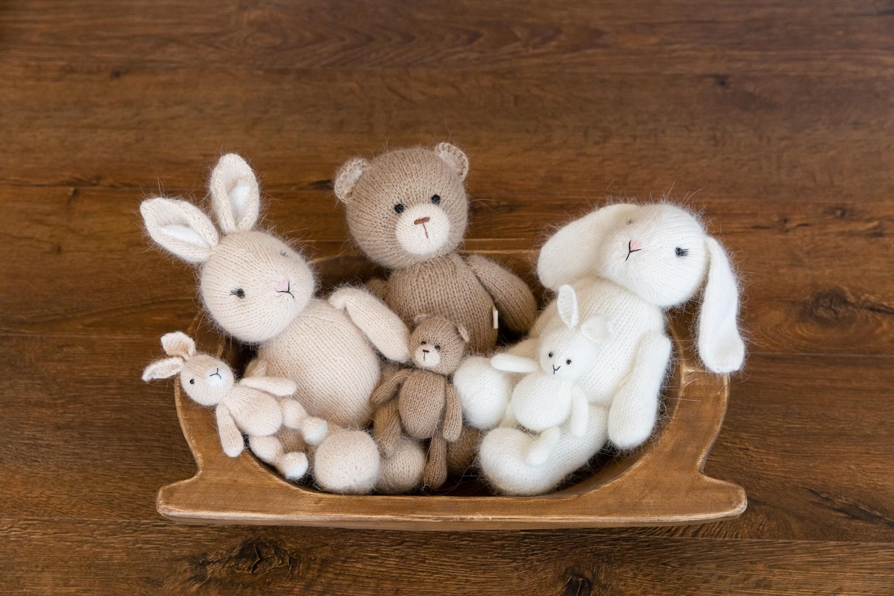 Newborn Knitted Bear Photography Props, Newborn Knit Rabbit Toy, Baby Bear Crochet Toy,Newborn Photography Prop, Knit Newborn Teddy Bear Toy