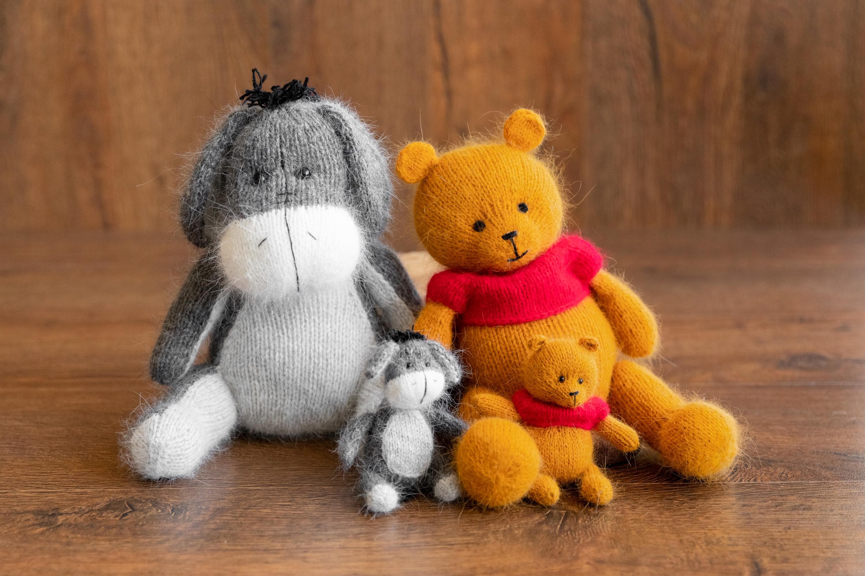 Baby Crochet Teddy Bear Birthday Gift Cartoon Characters, Newborn Photography props, Newborn Knitted Teddy Bear Toy, Baby Donkey Cartoon Toy