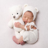 Newborn Knit Boucle Overall, Newborn Knit Teddy Bear Outfit, Newborn Knitted Outfit, Newborn Bear Hat Boucle, Newborn Photography Props Set