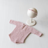 Boucle Newborn Crochet Romper and Girl Headband, Newborn Knit Outfit Girl, Newborn Girl Coming Home Outfit Crochet, Newborn Photography prop