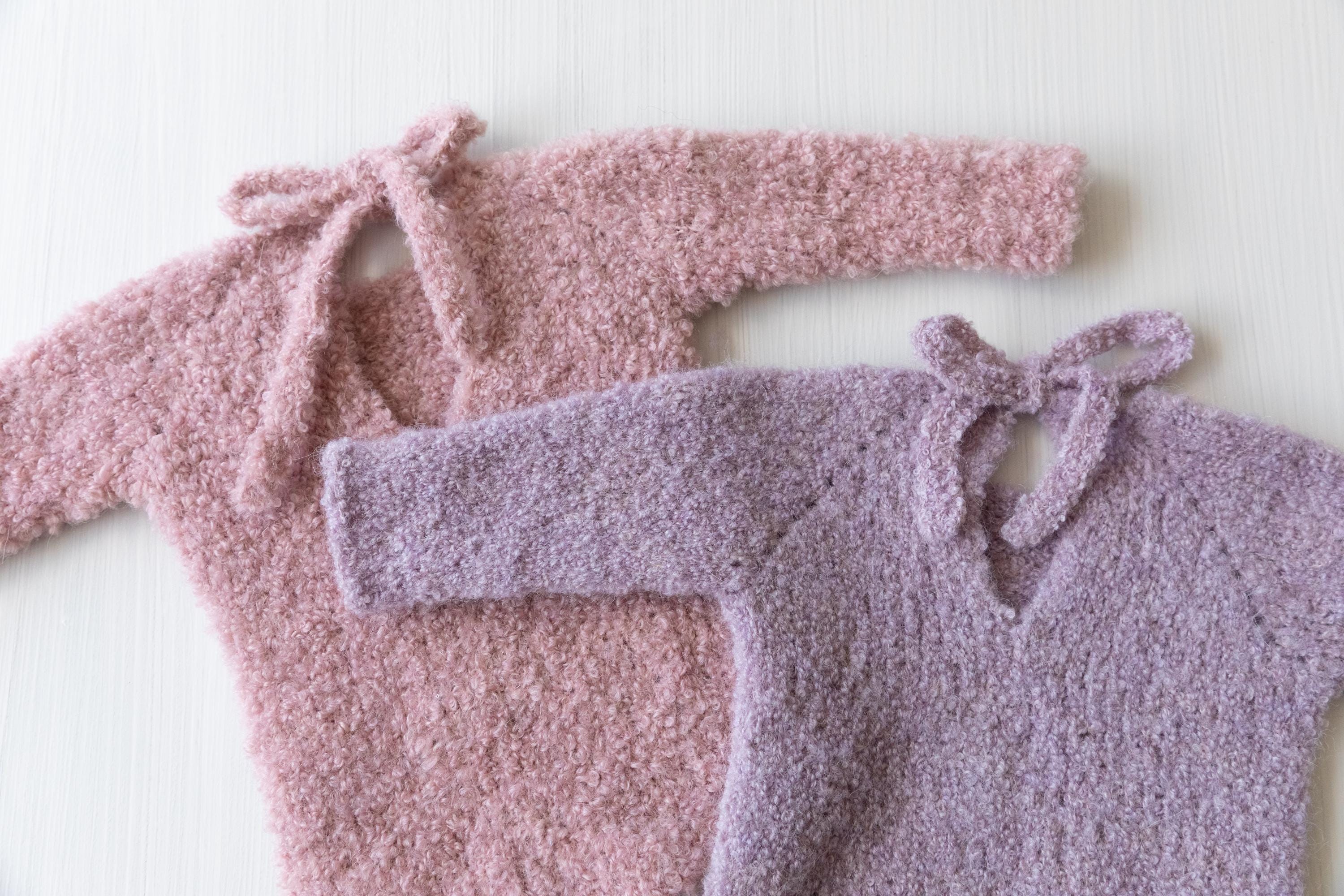 Boucle Newborn Crochet Romper and Girl Headband, Newborn Knit Outfit Girl, Newborn Girl Coming Home Outfit Crochet, Newborn Photography prop