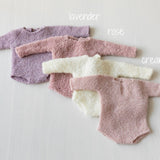 Boucle Newborn Crochet Romper and Girl Headband, Newborn Knit Outfit Girl, Newborn Girl Coming Home Outfit Crochet, Newborn Photography prop