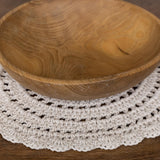Handmade round macrame layer — soft cotton, boho-chic newborn photography prop for baskets, blankets, or layered backdrops.