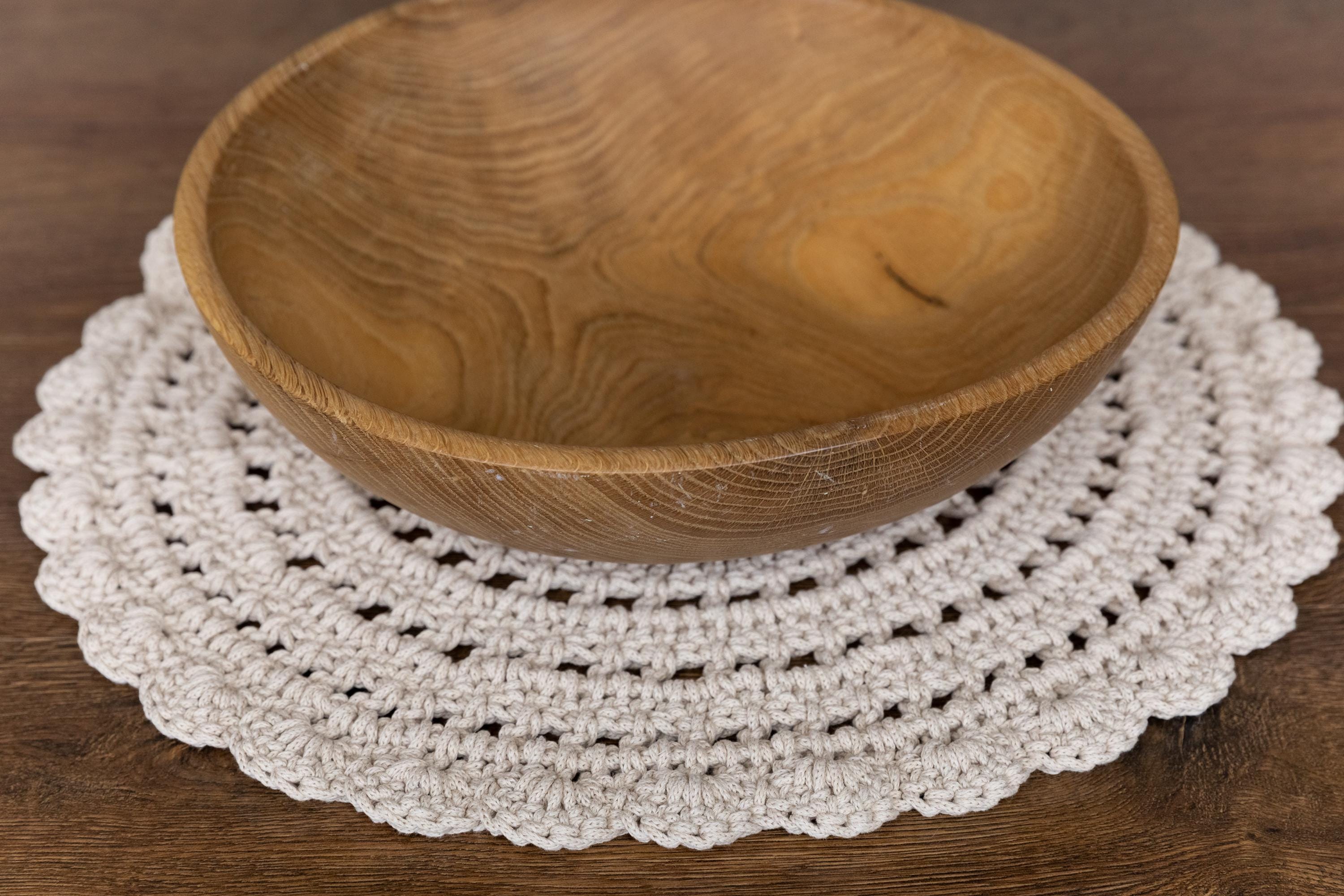Handmade round macrame layer — soft cotton, boho-chic newborn photography prop for baskets, blankets, or layered backdrops.