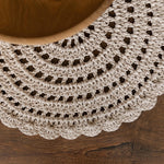 Handmade round macrame layer — soft cotton, boho-chic newborn photography prop for baskets, blankets, or layered backdrops.