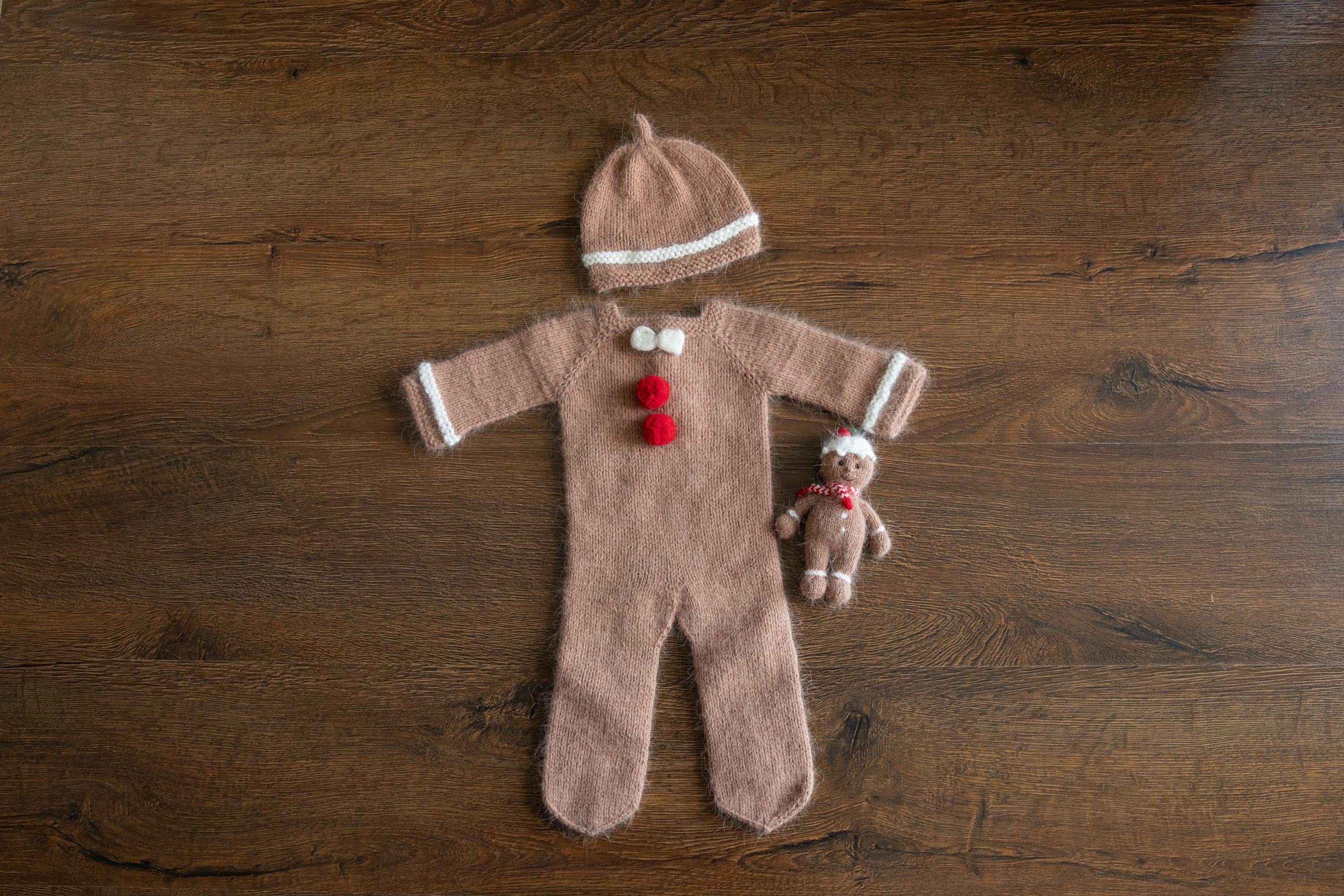 Christmas Gingerbread Outfit for Newborn Photography props, Baby Gingerbread Christmas Outfit, Newborn Coming Home Outfit Baby Christmas