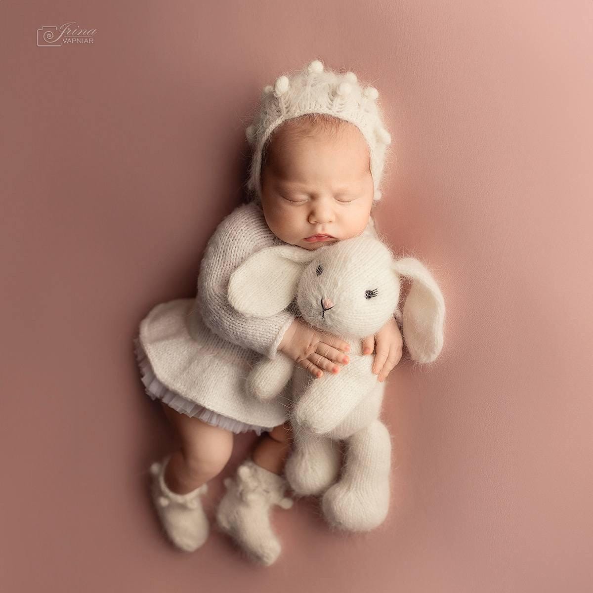 Newborn Knitted Bear Photography Props, Newborn Knit Rabbit Toy, Baby Bear Crochet Toy,Newborn Photography Prop, Knit Newborn Teddy Bear Toy