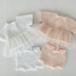 Newborn Knitted Romper for Girl with Headband, Newborn Girl Coming Home Outfit, Newborn Knitted Outfit, Newborn Girl Photo Props