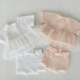 Newborn Knitted Romper for Girl with Headband, Newborn Girl Coming Home Outfit, Newborn Knitted Outfit, Newborn Girl Photo Props