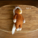 Newborn Felted Animal Toy for Photography, Newborn Felted Lion Toy, Newborn Felted Giraffe Toy,Newborn Felted Horse Toy, Newborn Felted Seal