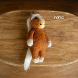 Newborn Felted Animal Toy for Photography, Newborn Felted Lion Toy, Newborn Felted Giraffe Toy,Newborn Felted Horse Toy, Newborn Felted Seal
