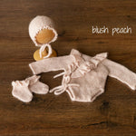 Handmade mohair baby girl romper – soft newborn photography outfit