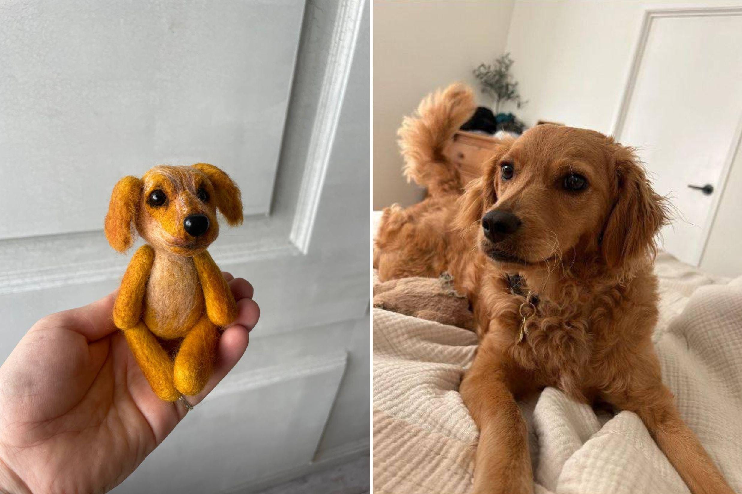 Small Felted Dog Toy for Photography, Custom Pet Figure, Felted Animals Toy,Felt Stuffed Dog, Puppy First Birthday,Newborn photography props