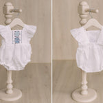 Newborn Ukrainian Vyshyvanka Dress, Newborn Linen Romper, Baby Embroidered Boho Romper, Newborn Coming Home Outfit,Linen Baptism Romper Girl
