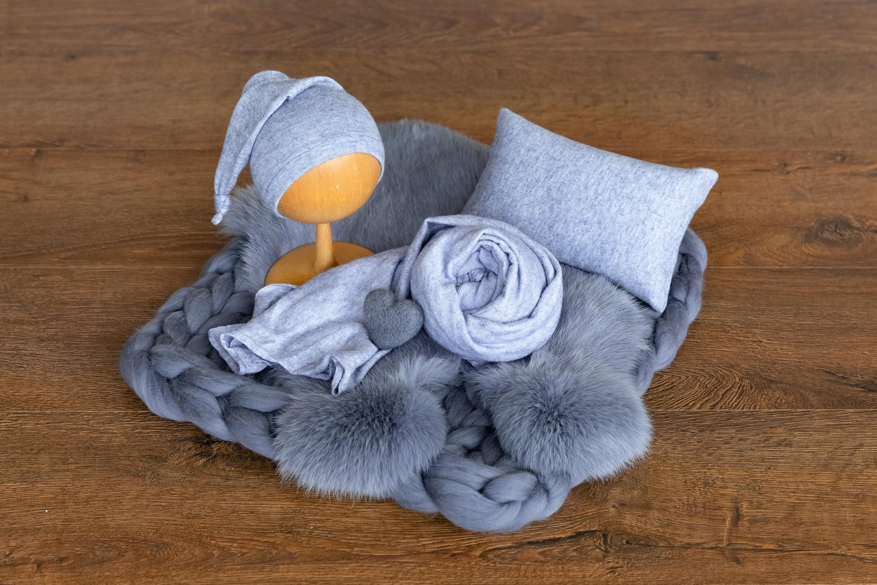 Blue Newborn Photography Props, Newborn Merino Wool Blanket, Newborn Posing Fabric, Newborn Posing Pillow, Newborn Photography Props