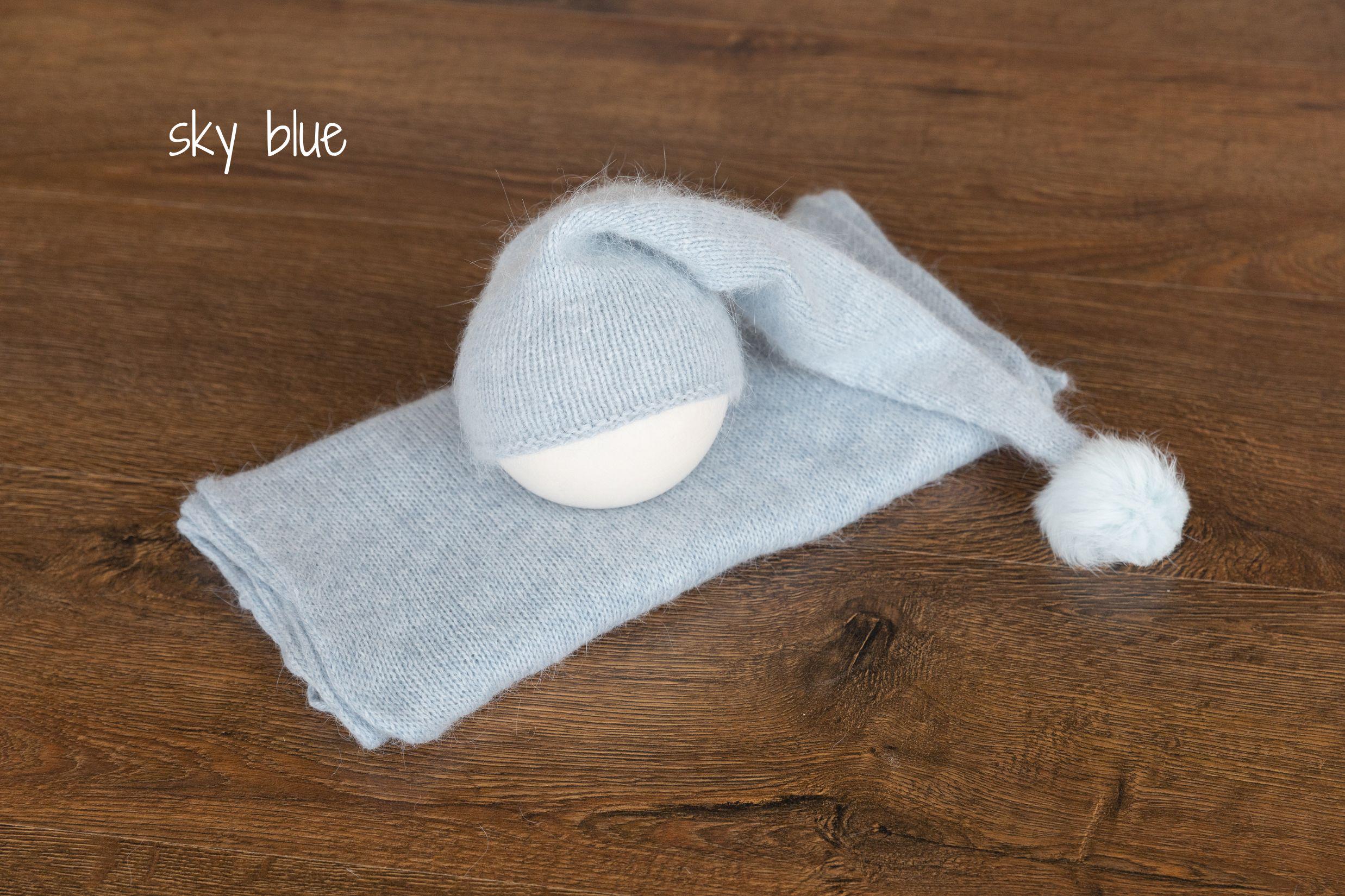 Newborn Sleep Hat and Wrap Sets, Newborn Knit Wrap, Newborn Photography Props, Newborn Knitted Photo Props, Newborn Coming Home Outfit Boy