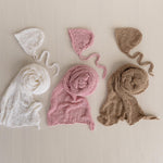 Newborn Bonnet and Wrap, Newborn Wraps for Photography Props, Newborn Boucle Blanket, Newborn Photo Outfit, Newborn Props for Photography