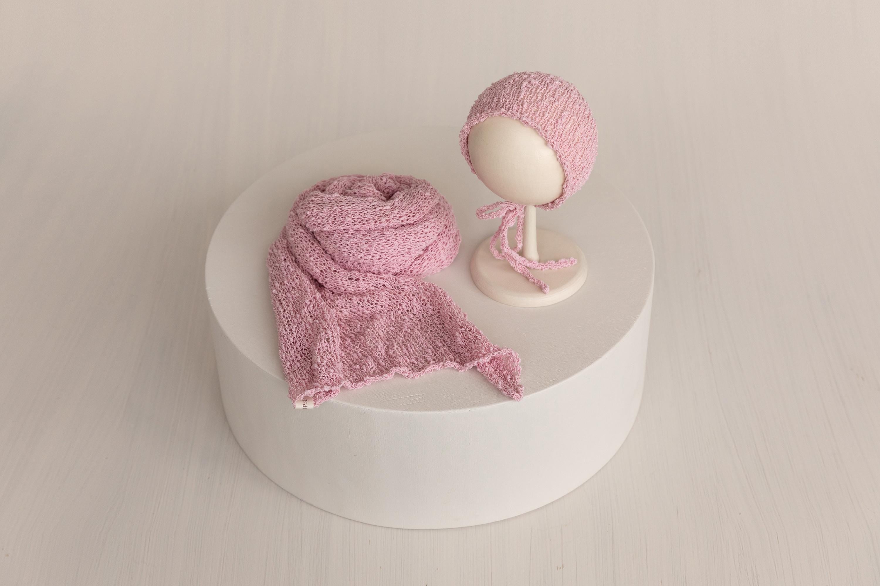 Newborn Bonnet and Wrap, Newborn Wraps for Photography Props, Newborn Boucle Blanket, Newborn Photo Outfit, Newborn Props for Photography