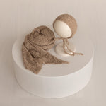 Newborn Bonnet and Wrap, Newborn Wraps for Photography Props, Newborn Boucle Blanket, Newborn Photo Outfit, Newborn Props for Photography