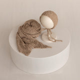 Newborn Bonnet and Wrap, Newborn Wraps for Photography Props, Newborn Boucle Blanket, Newborn Photo Outfit, Newborn Props for Photography