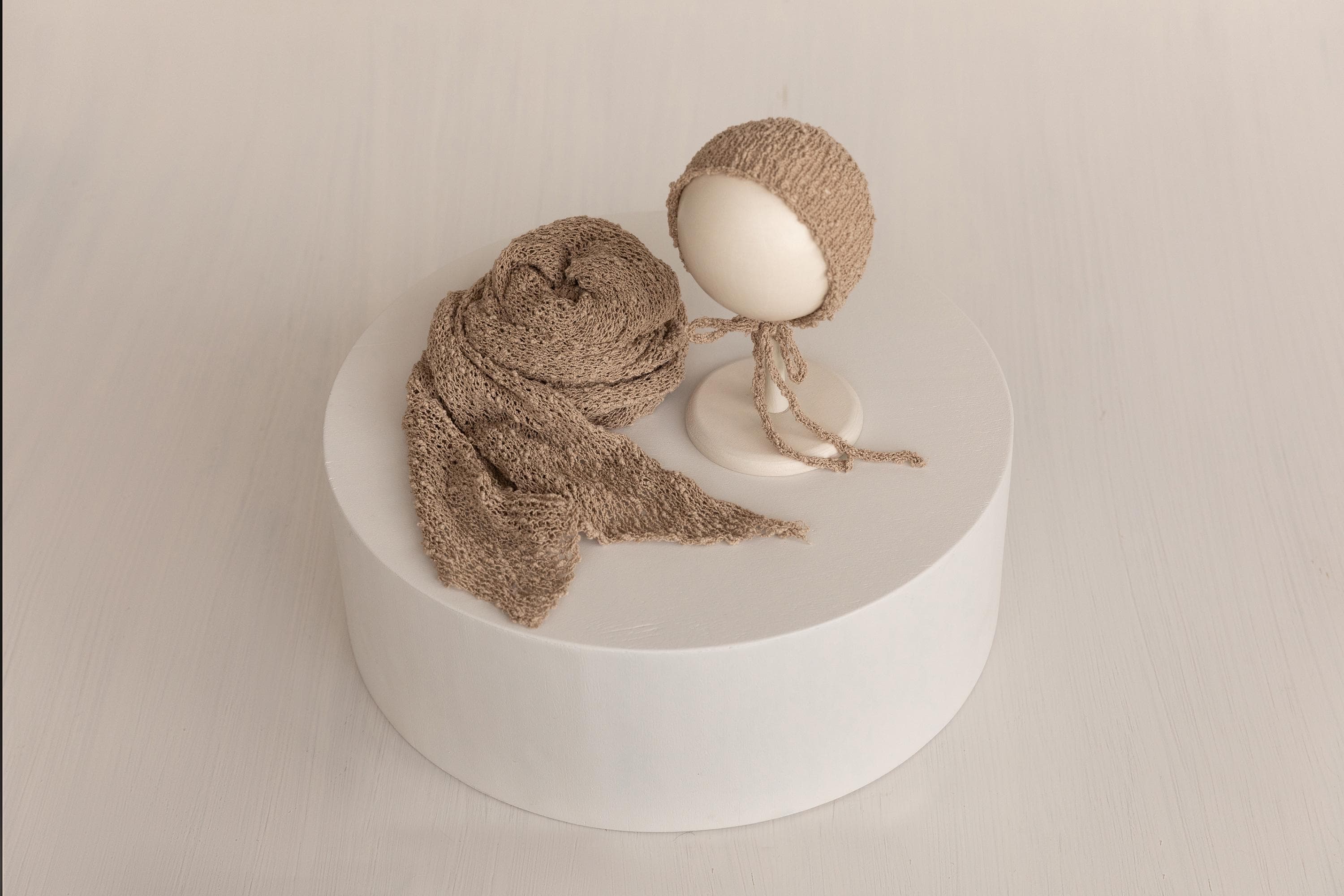 Newborn Bonnet and Wrap, Newborn Wraps for Photography Props, Newborn Boucle Blanket, Newborn Photo Outfit, Newborn Props for Photography