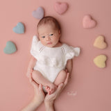 Newborn Knitted Romper for Girl with Bow Headband and Knit Socks, Newborn Girl Coming Home Outfit,Newborn Knitted Outfit,Newborn Photo Props