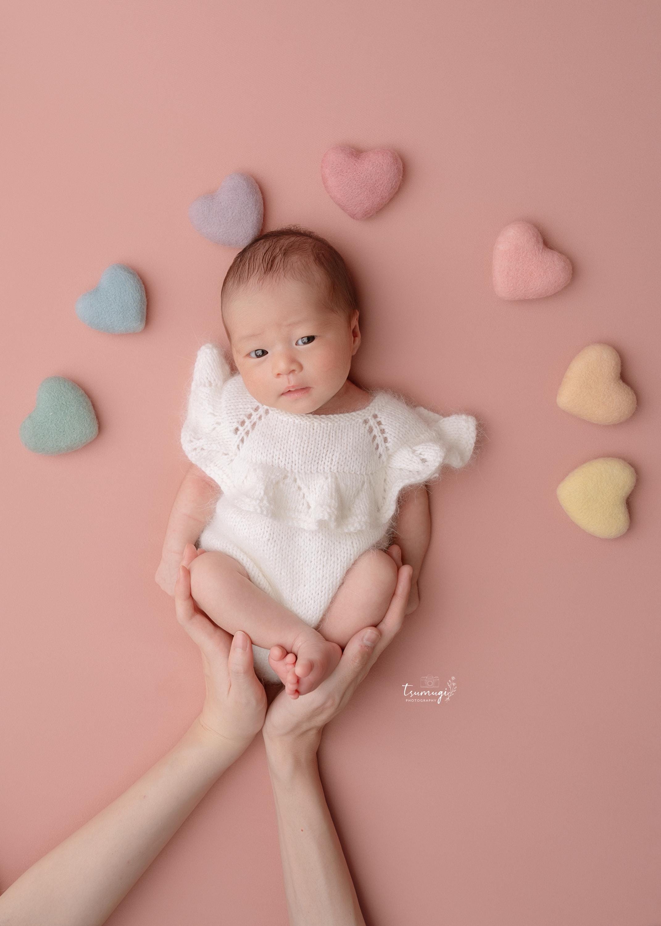 Newborn Knitted Romper for Girl with Bow Headband and Knit Socks, Newborn Girl Coming Home Outfit,Newborn Knitted Outfit,Newborn Photo Props