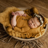 Mustard Newborn Photography Props Set,Newborn Merino Wool Blanket,Newborn Knitted Wrap and Bonnet set,Newborn Posing Pillow,Newborn Outfit