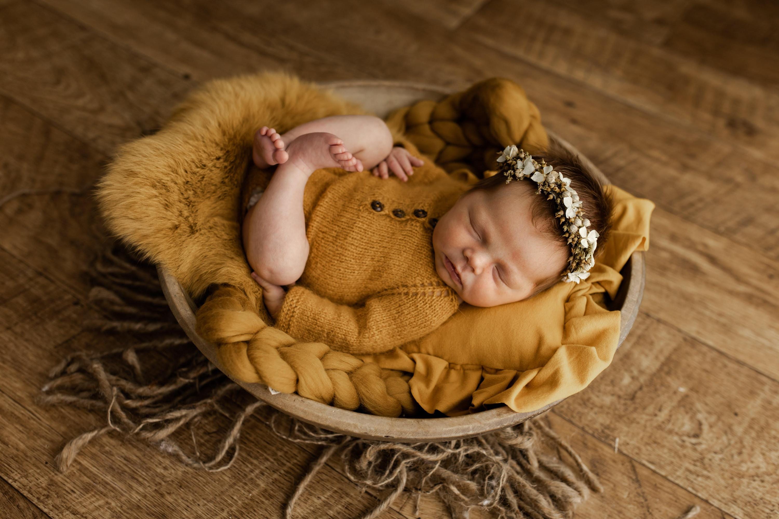 Mustard Newborn Photography Props Set,Newborn Merino Wool Blanket,Newborn Knitted Wrap and Bonnet set,Newborn Posing Pillow,Newborn Outfit