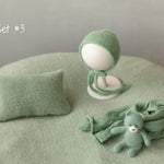 Green Newborn Props for photography, Newborn Knitted Wrap, Newborn Posing Fabric Backdrop, Newborn Fabric Wrap and Beanbag Backdrop Props