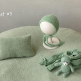 Green Newborn Props for photography, Newborn Knitted Wrap, Newborn Posing Fabric Backdrop, Newborn Fabric Wrap and Beanbag Backdrop Props