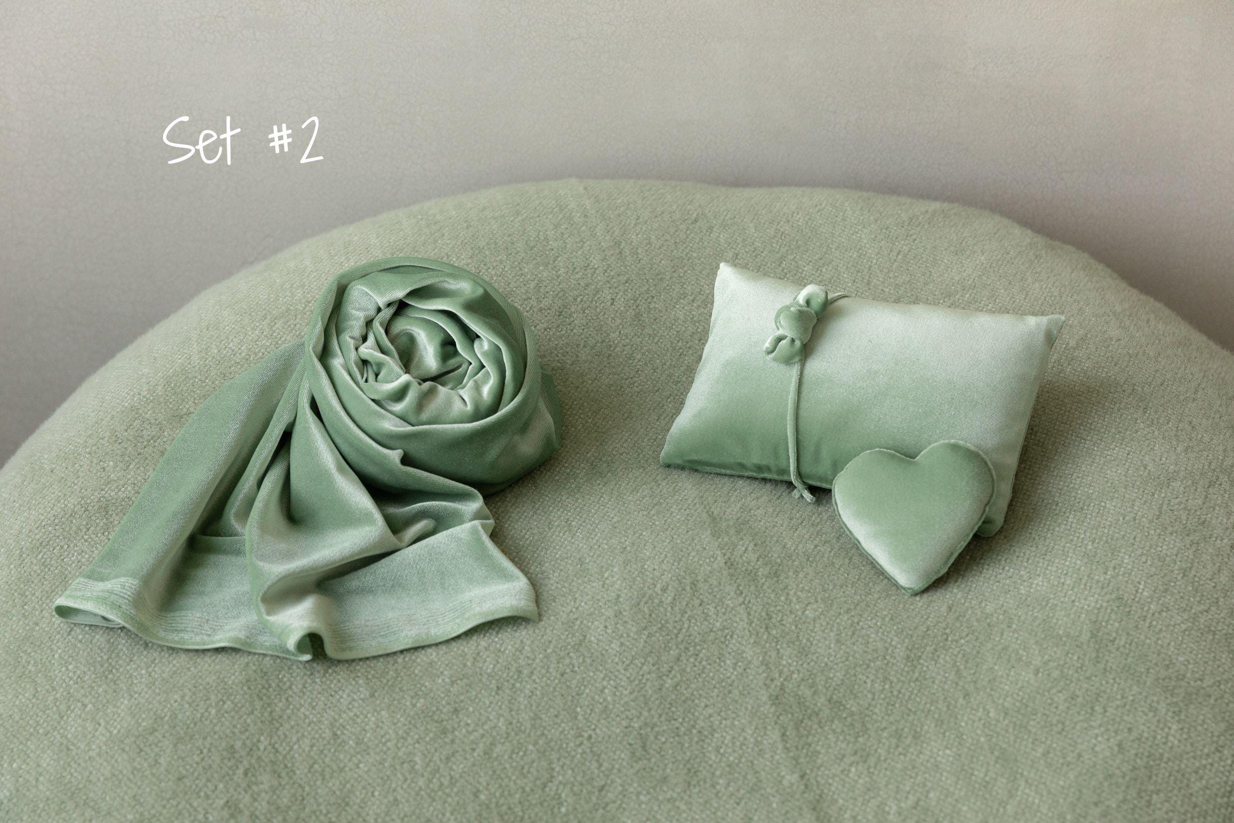 Green Newborn Props for photography, Newborn Knitted Wrap, Newborn Posing Fabric Backdrop, Newborn Fabric Wrap and Beanbag Backdrop Props
