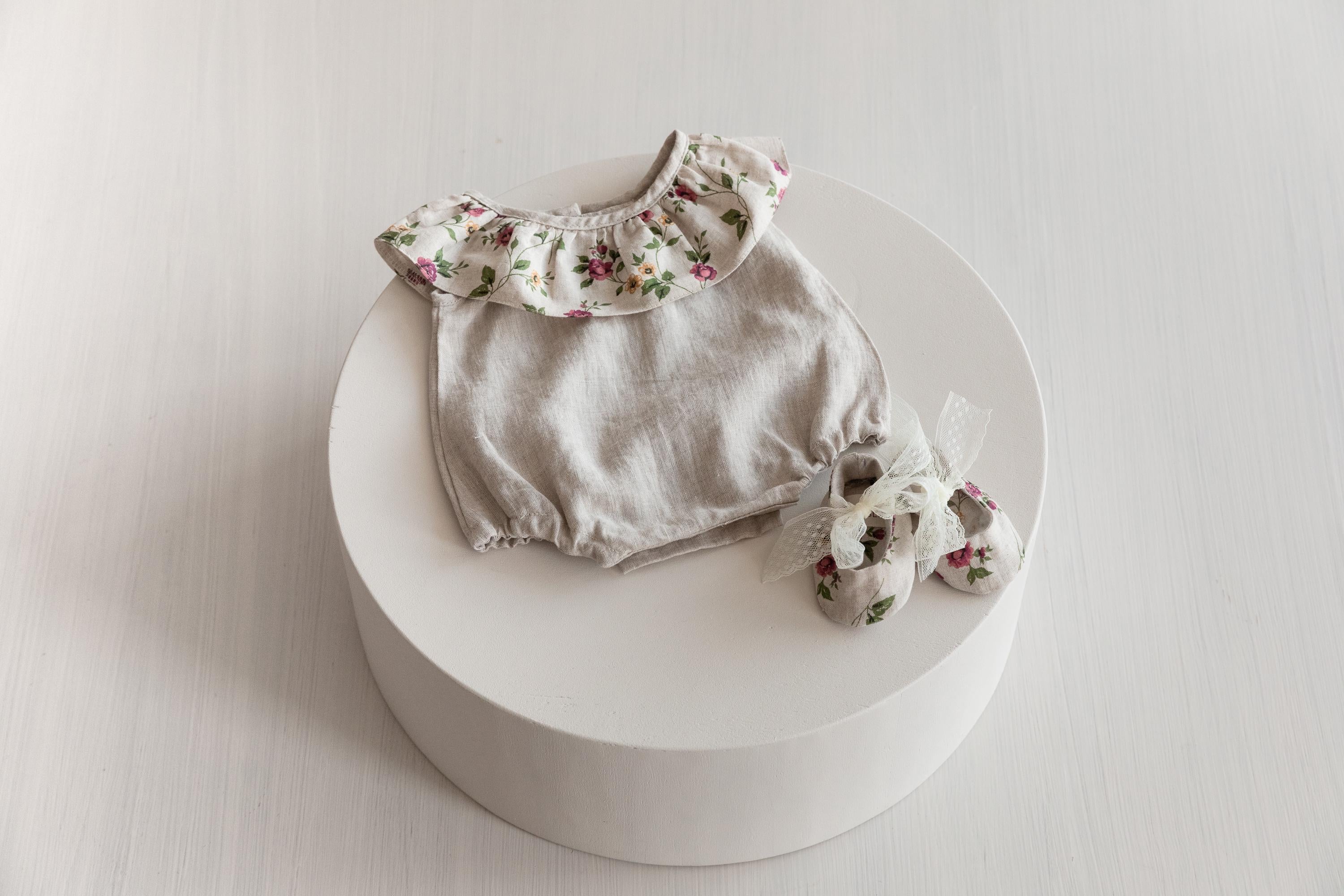 Baby Linen Sets, Baby Girl Linen Romper, Baby Linen Apparel, Linen Boho Dress, Newborn Girl Coming Home outfit, Newborn Photography Outfit