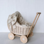 Wicker Doll Stroller for Newborn Photography Prop, Birthday Gift for Kids for Nursery Decor or Baby Shower Decor, Baby Buggy for Toy Storage