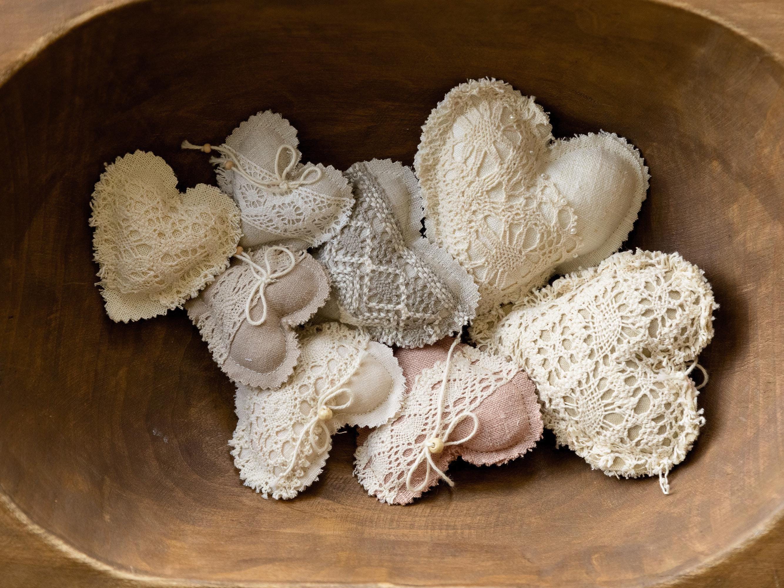 Boho Linen Small Heart Decoration Photo Props, Newborn Photography Props Set, Newborn Heart Photo Props, Baby Heart Toys, Linen Heart Decor