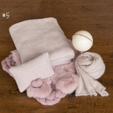 Dusty Pink Newborn Photography Props Set, Newborn Merino Wool Blanket, Newborn Knitted Wrap and Bonnet Set, Newborn Posing Pillow Props
