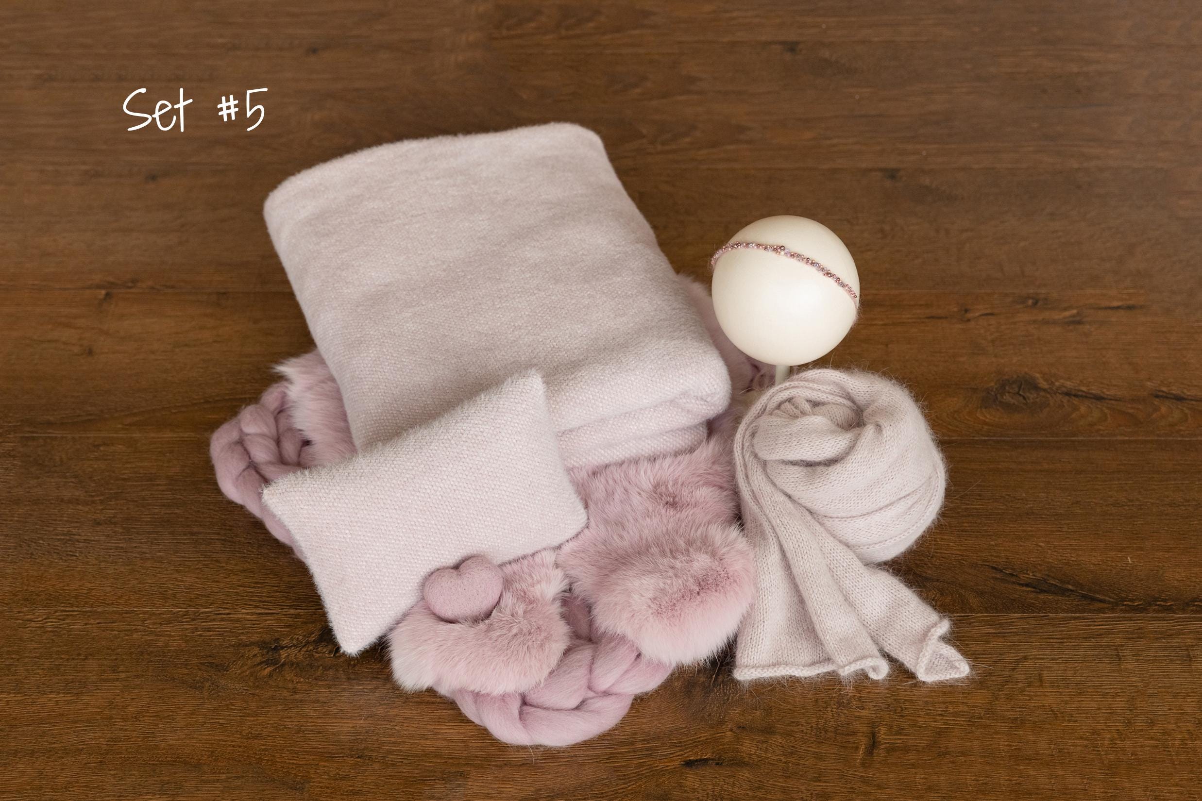 Dusty Pink Newborn Photography Props Set, Newborn Merino Wool Blanket, Newborn Knitted Wrap and Bonnet Set, Newborn Posing Pillow Props