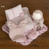 Dusty Pink Newborn Photography Props Set, Newborn Merino Wool Blanket, Newborn Knitted Wrap and Bonnet Set, Newborn Posing Pillow Props