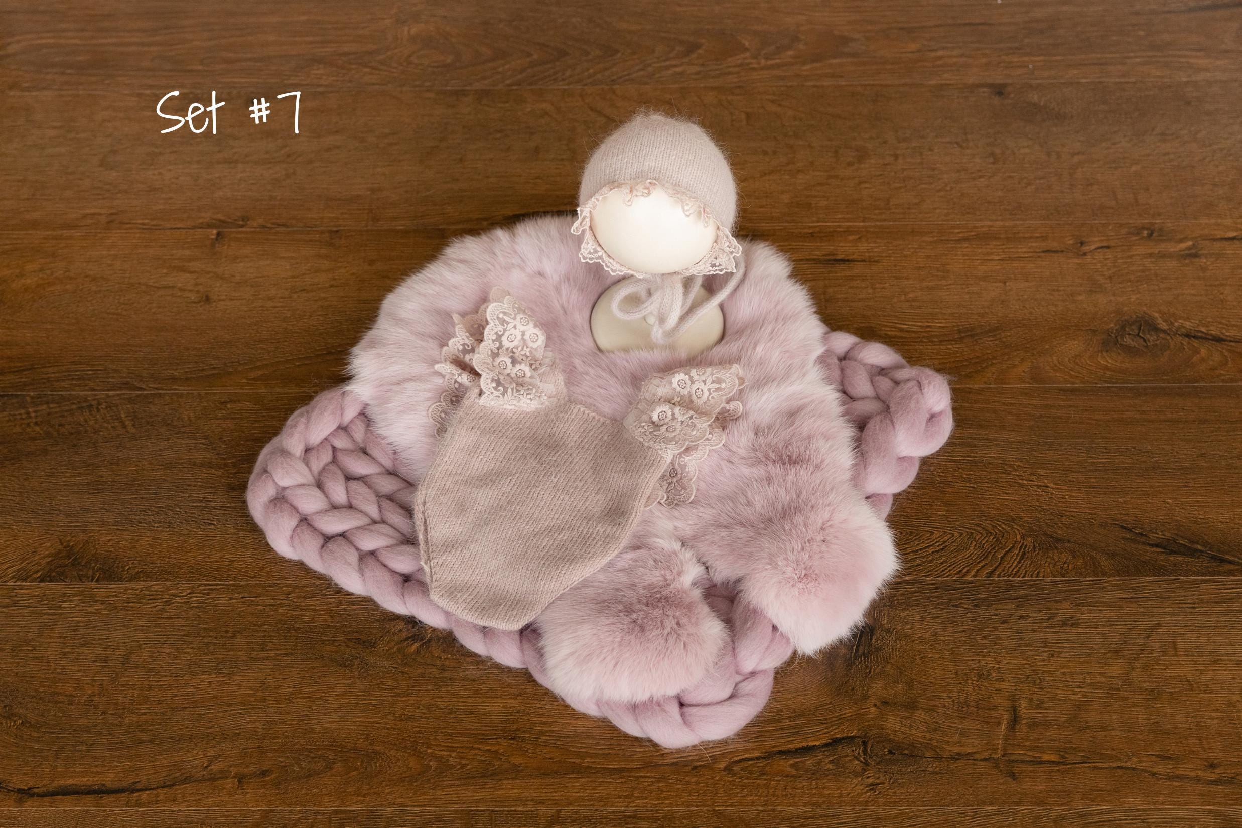 Dusty Pink Newborn Photography Props Set, Newborn Merino Wool Blanket, Newborn Knitted Wrap and Bonnet Set, Newborn Posing Pillow Props