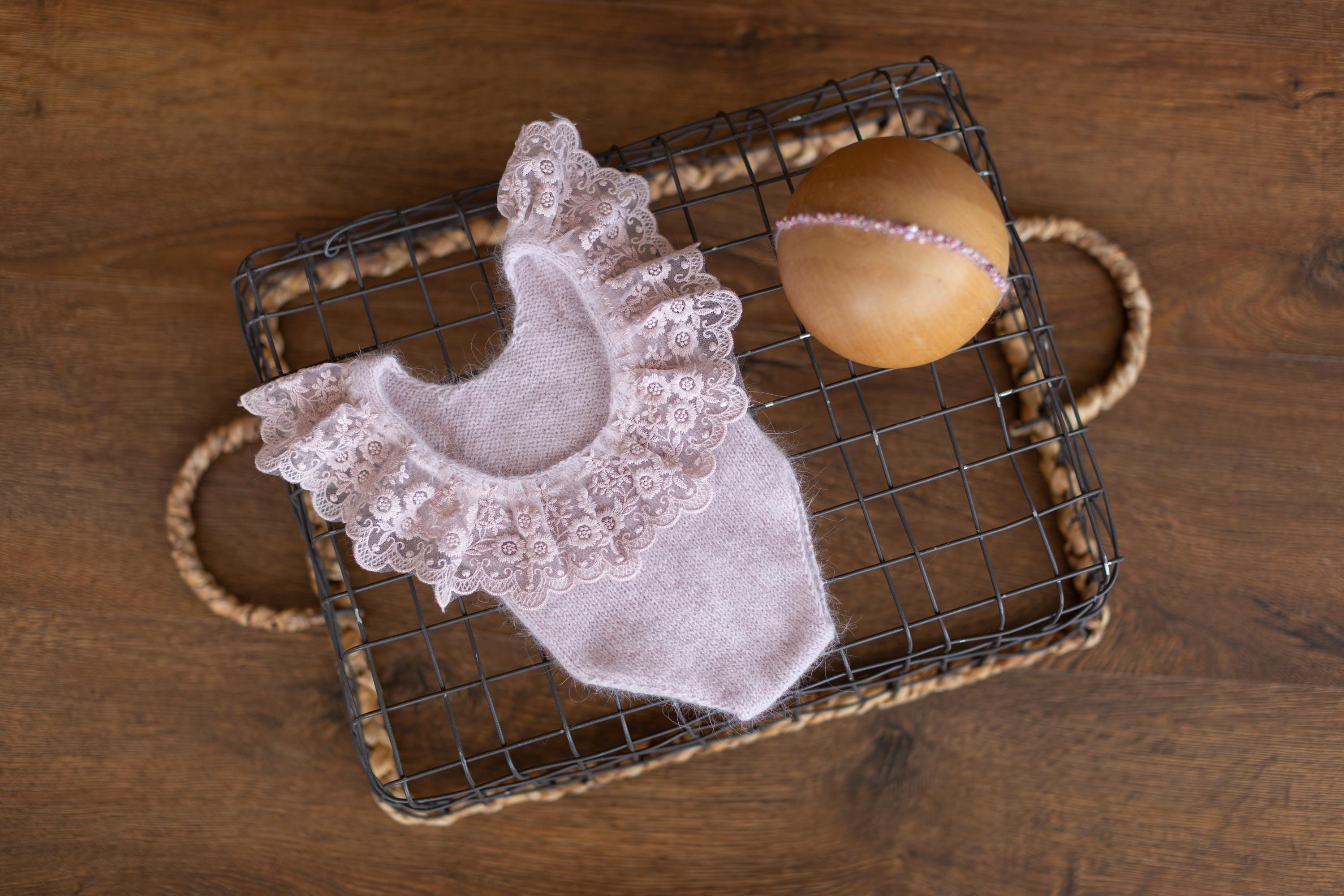 Dusty Pink Newborn Photography Props Set, Newborn Merino Wool Blanket, Newborn Knitted Wrap and Bonnet Set, Newborn Posing Pillow Props