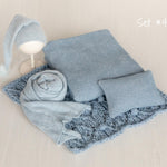 Blue Newborn Props for photography, Newborn Knit Blanket, Newborn Knitted Wrap, Newborn Posing Fabric Backdrop, Newborn Boy Photo Props Set