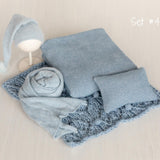 Blue Newborn Props for photography, Newborn Knit Blanket, Newborn Knitted Wrap, Newborn Posing Fabric Backdrop, Newborn Boy Photo Props Set
