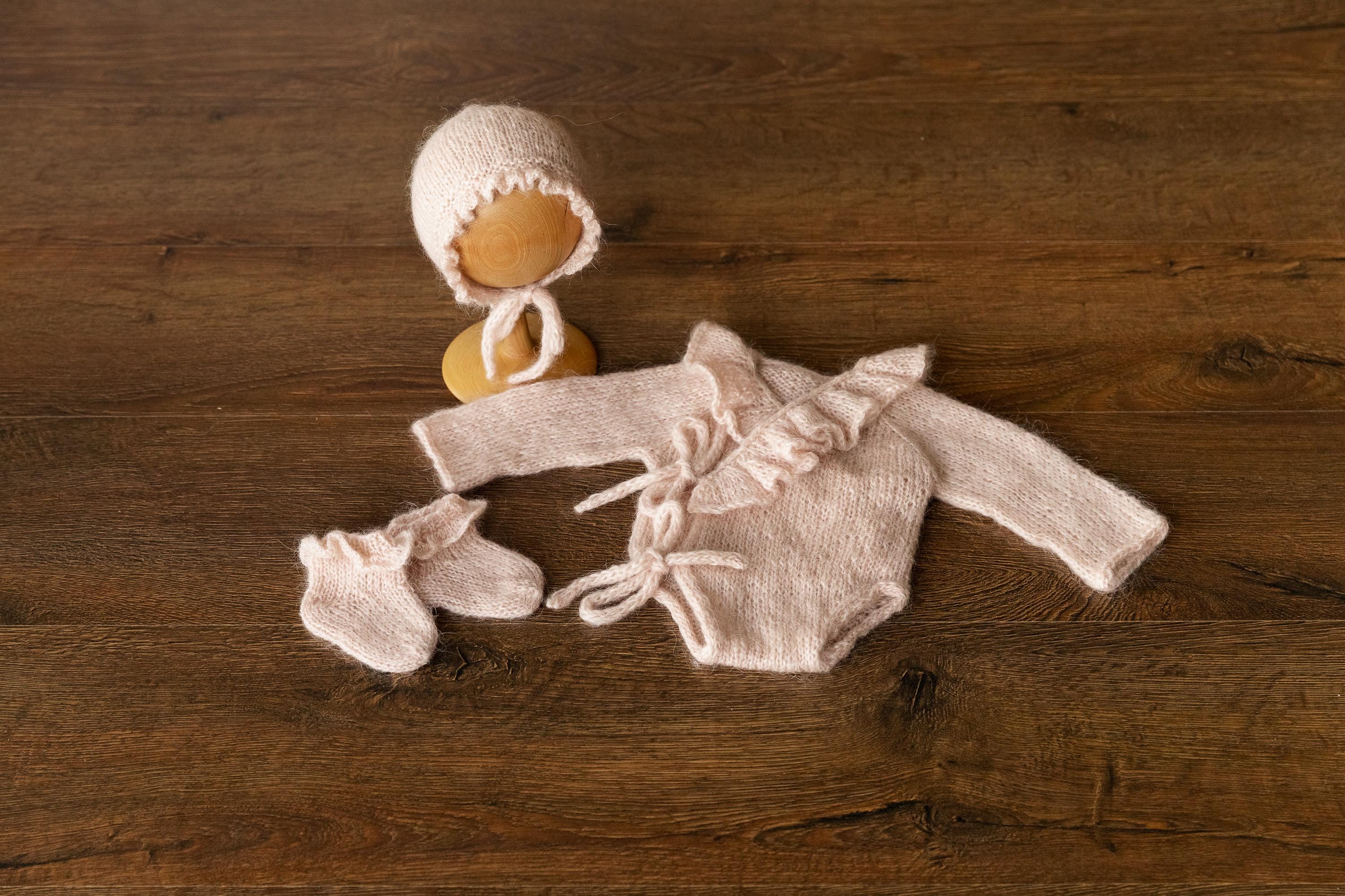 Knitted mohair socks – soft newborn and baby photography prop
