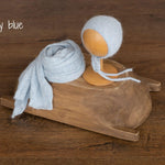 Newborn Knitted Wrap & Bonnet Prop Set, Newborn Knitted Outfit, Newborn Photography Props, Knit Newborn Bonnet, Baby Props for Photography,