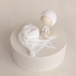 Newborn Bonnet and Wrap, Newborn Wraps for Photography Props, Newborn Boucle Blanket, Newborn Photo Outfit, Newborn Props for Photography