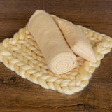 Warm Yellow Newborn Photography Props, Newborn Merino Wool Blanket, Newborn Knitted Wrap and Bonnet, Newborn Posing Pillow, Newborn Fur Prop