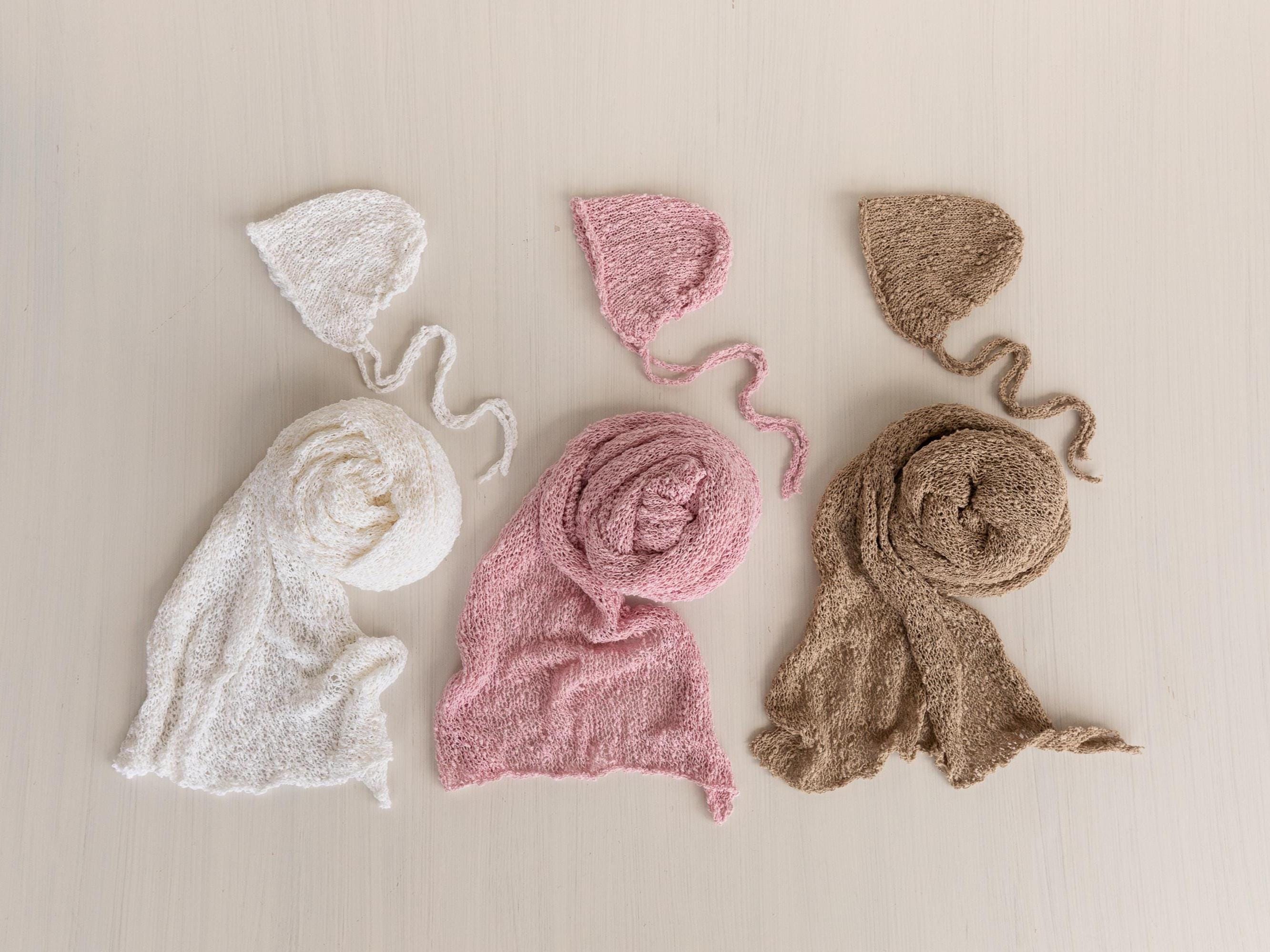 Newborn Bonnet and Wrap, Newborn Wraps for Photography Props, Newborn Boucle Blanket, Newborn Photo Outfit, Newborn Props for Photography