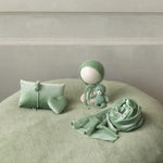 Green Newborn Props for photography, Newborn Knitted Wrap, Newborn Posing Fabric Backdrop, Newborn Fabric Wrap and Beanbag Backdrop Props