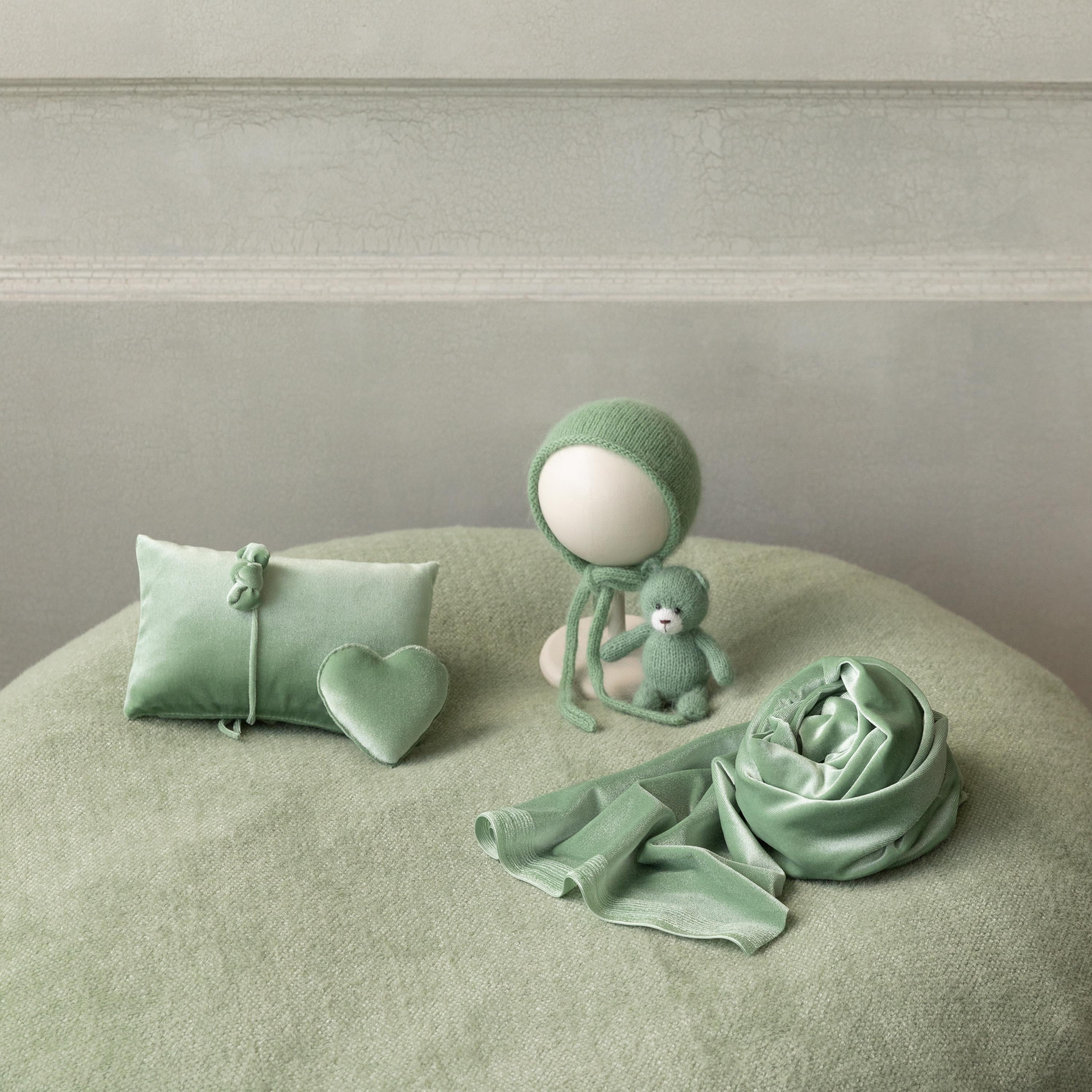 Green Newborn Props for photography, Newborn Knitted Wrap, Newborn Posing Fabric Backdrop, Newborn Fabric Wrap and Beanbag Backdrop Props