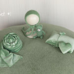 Green Newborn Props for photography, Newborn Knitted Wrap, Newborn Posing Fabric Backdrop, Newborn Fabric Wrap and Beanbag Backdrop Props